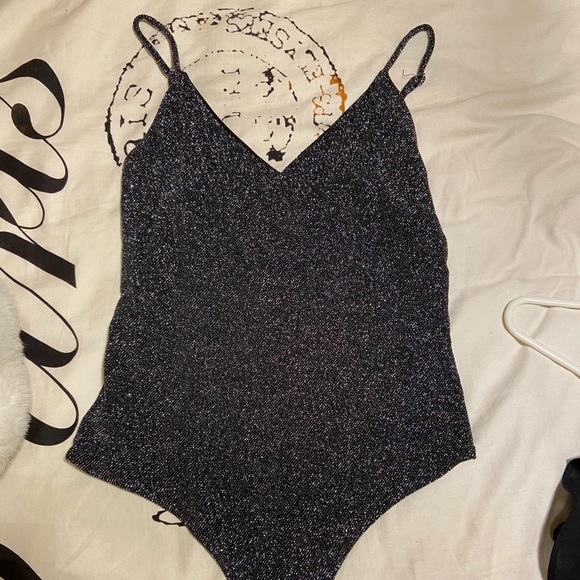 Black sparkly tank top bodysuit - Picture 2 of 2